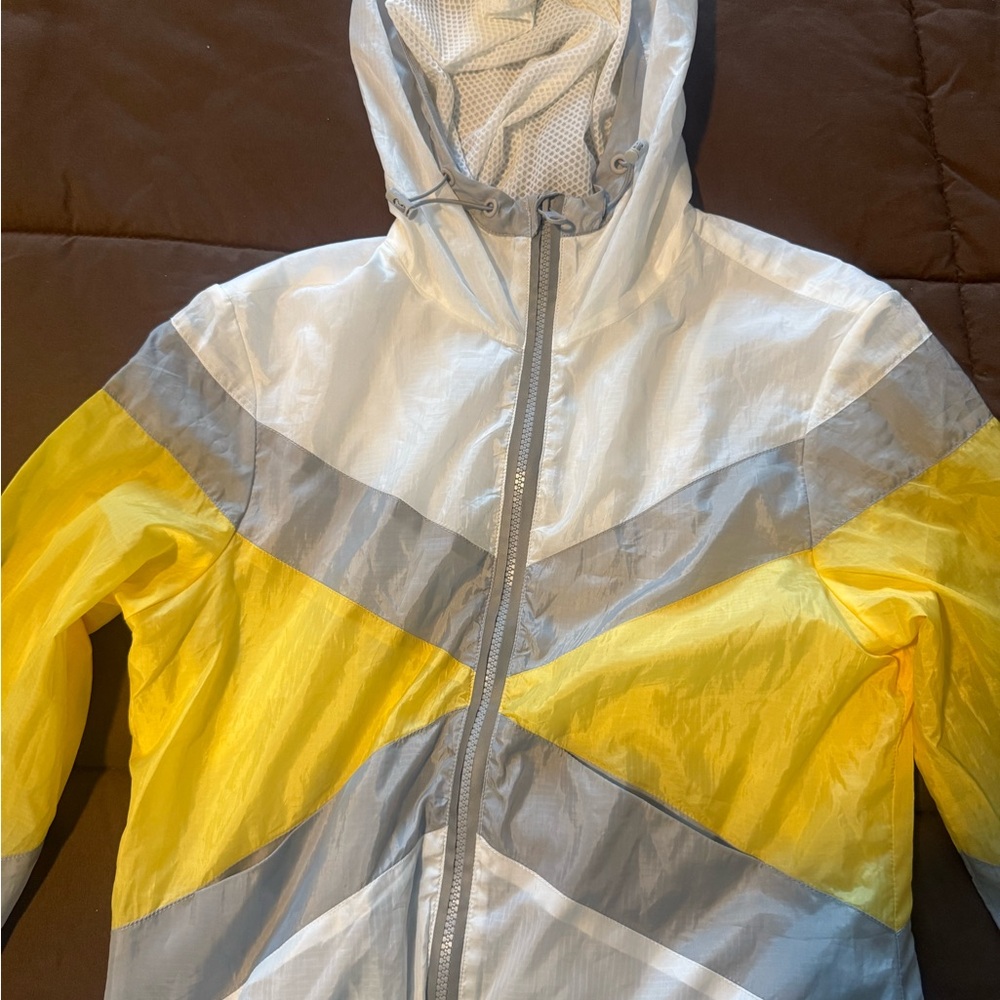 blanc noir Yellow, Gray & White Kids Hooded Windbreaker